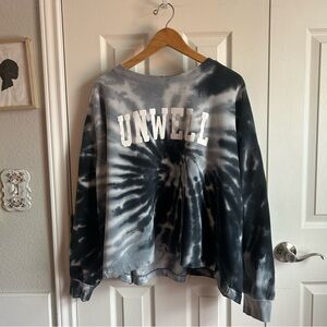 Barstool blue & white tie dye cropped UNWELL oversized sweatshirt